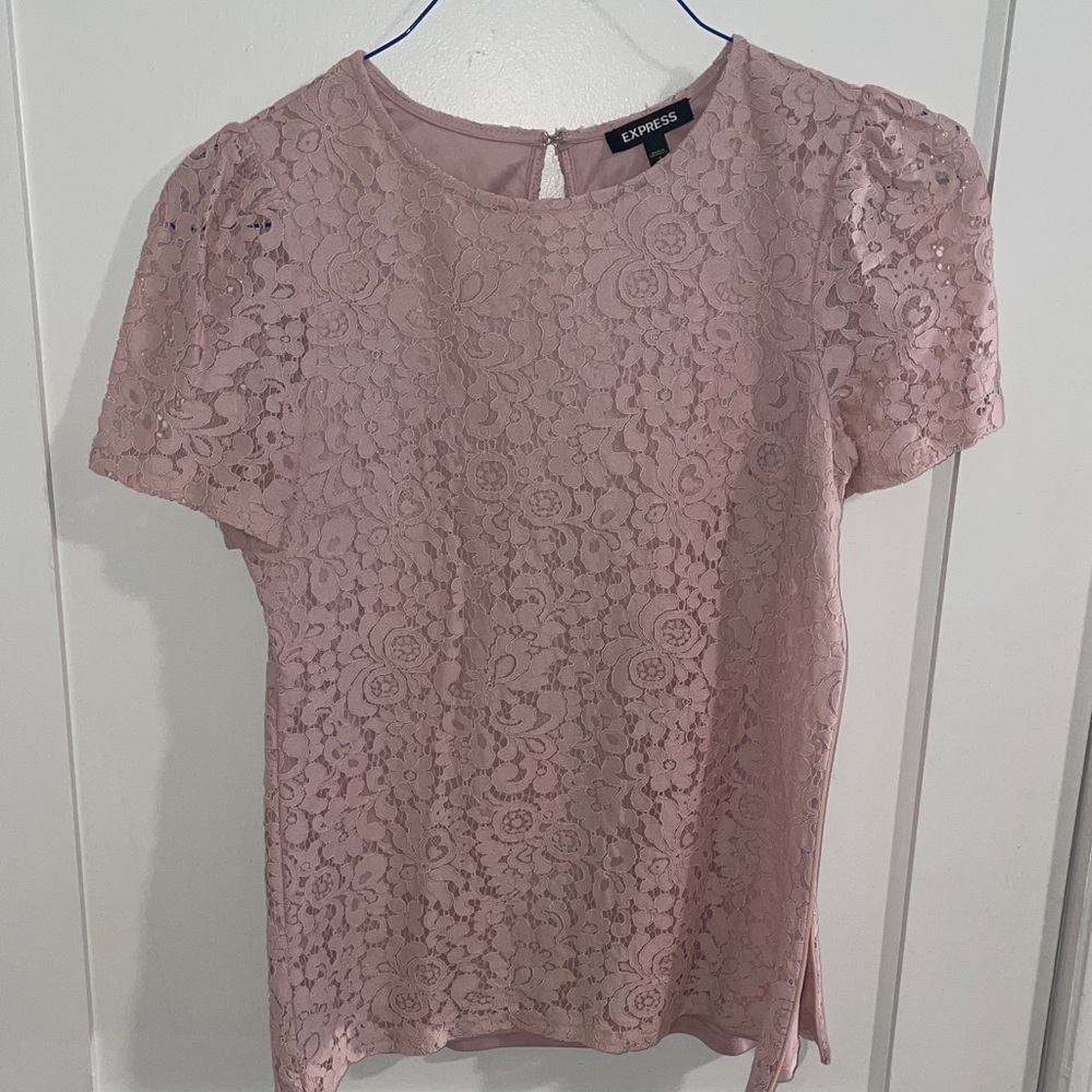 Express Women's Blush Lace Blouse